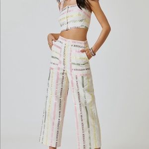 Anthropologie two piece crop top and wide leg pant set